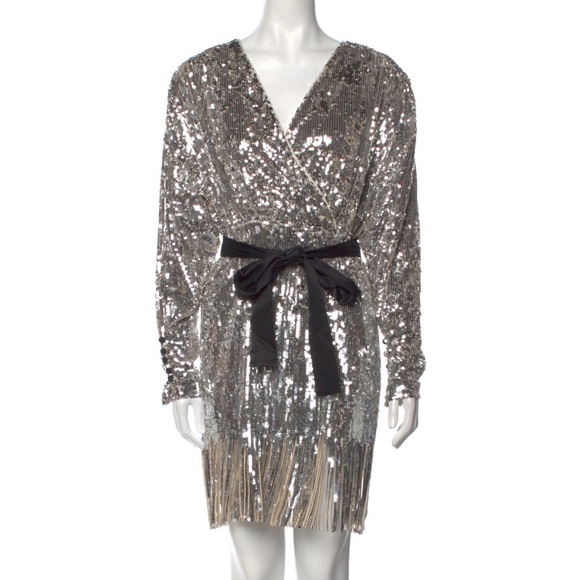 ROTATE Birger Christensen V-Neck Mini Dress